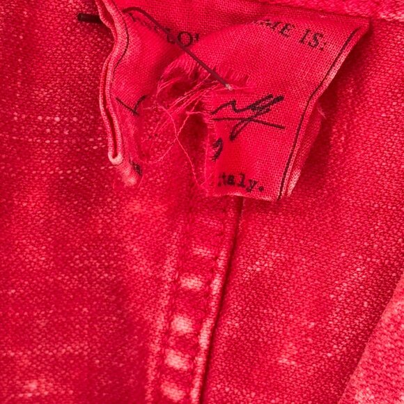 Frank & Eileen orange distressed denim shirt Long Sleeve Size Large womens - Picture 11 of 13